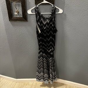 Elegant Black and White Chevron Dress
